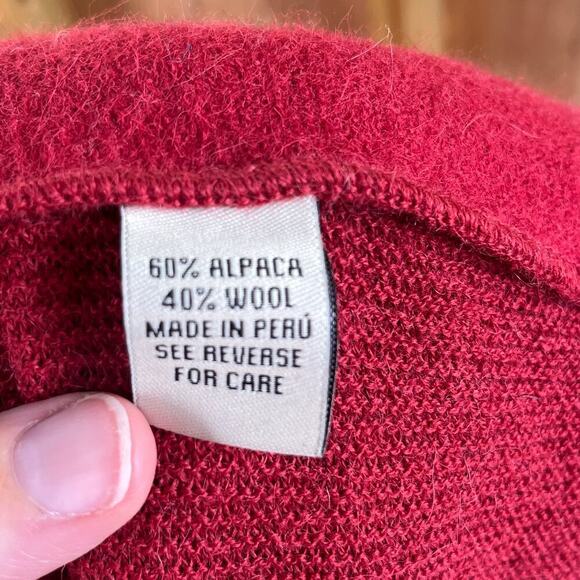 Beyond Threads Women's Red Asymmetric Alpaca Cardigan Sweater Scarlet Size 1X - Picture 9 of 10